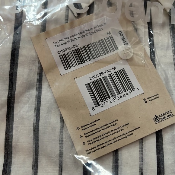 NWT FRANK AND OAK  Kapok Button-up Striped Poplin Shirt - *still in package* NEW - Picture 5 of 7